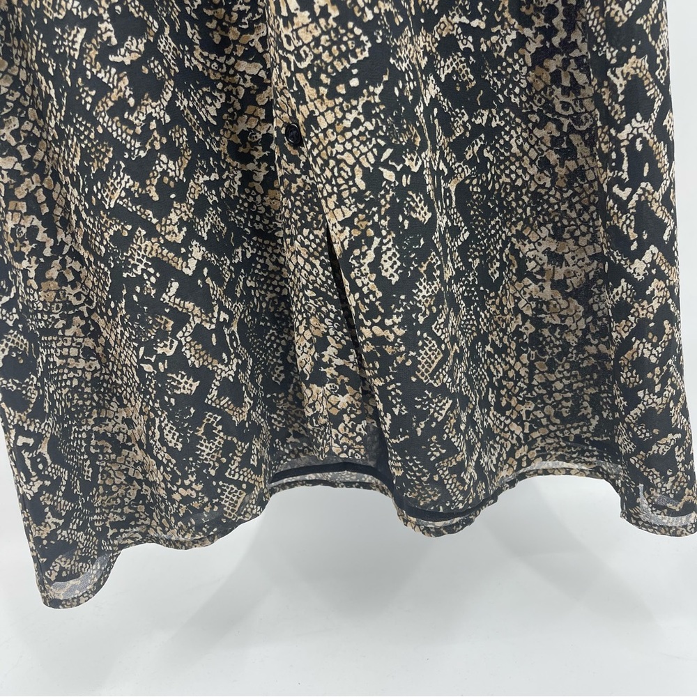 Moda International Snake Animal Print Black Tan Button Front Maxi Shirt Dress M - Picture 7 of 9